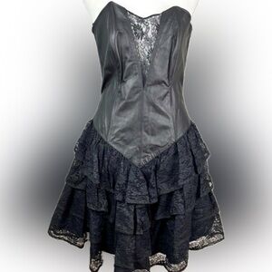 Vintage 90’s Chia Leather & Lace Strapless Dress